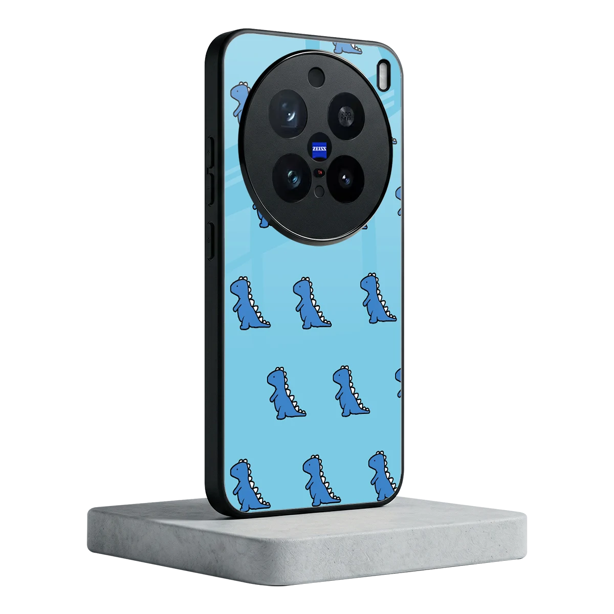 Dino Blue vivo x200 pro mobile cover | shockproof glass phone case