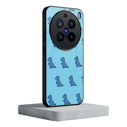 Dino Blue vivo x200 pro mobile cover | shockproof glass phone case