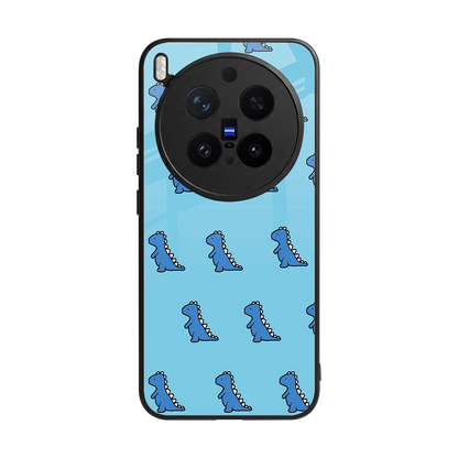 Dino Blue back phone cover | glass case for vivo x300 pro