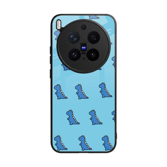 Dino Blue back phone cover | glass case for vivo x300 pro
