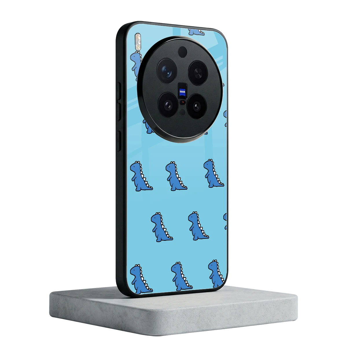 Dino Blue vivo x300 pro mobile cover | shockproof glass phone case