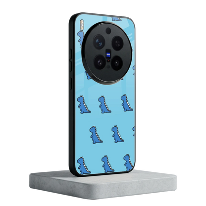 Dino Blue vivo x300 pro mobile cover | shockproof glass phone case