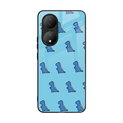 Dino Blue back phone cover | glass case for Vivo-y100