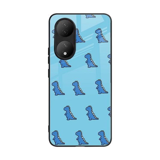 Dino Blue back phone cover | glass case for Vivo-y100