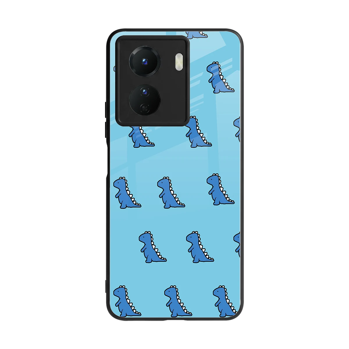Dino Blue back phone cover | glass case for vivo y16