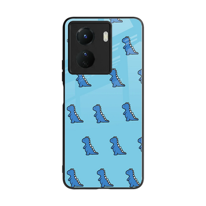 Dino Blue back phone cover | glass case for vivo y16