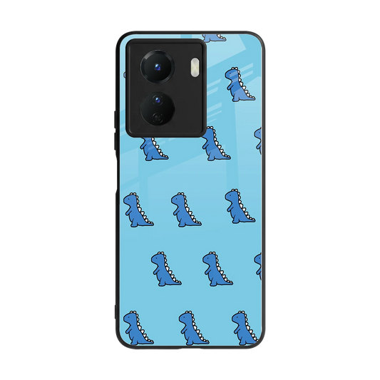 Dino Blue back phone cover | glass case for vivo y16