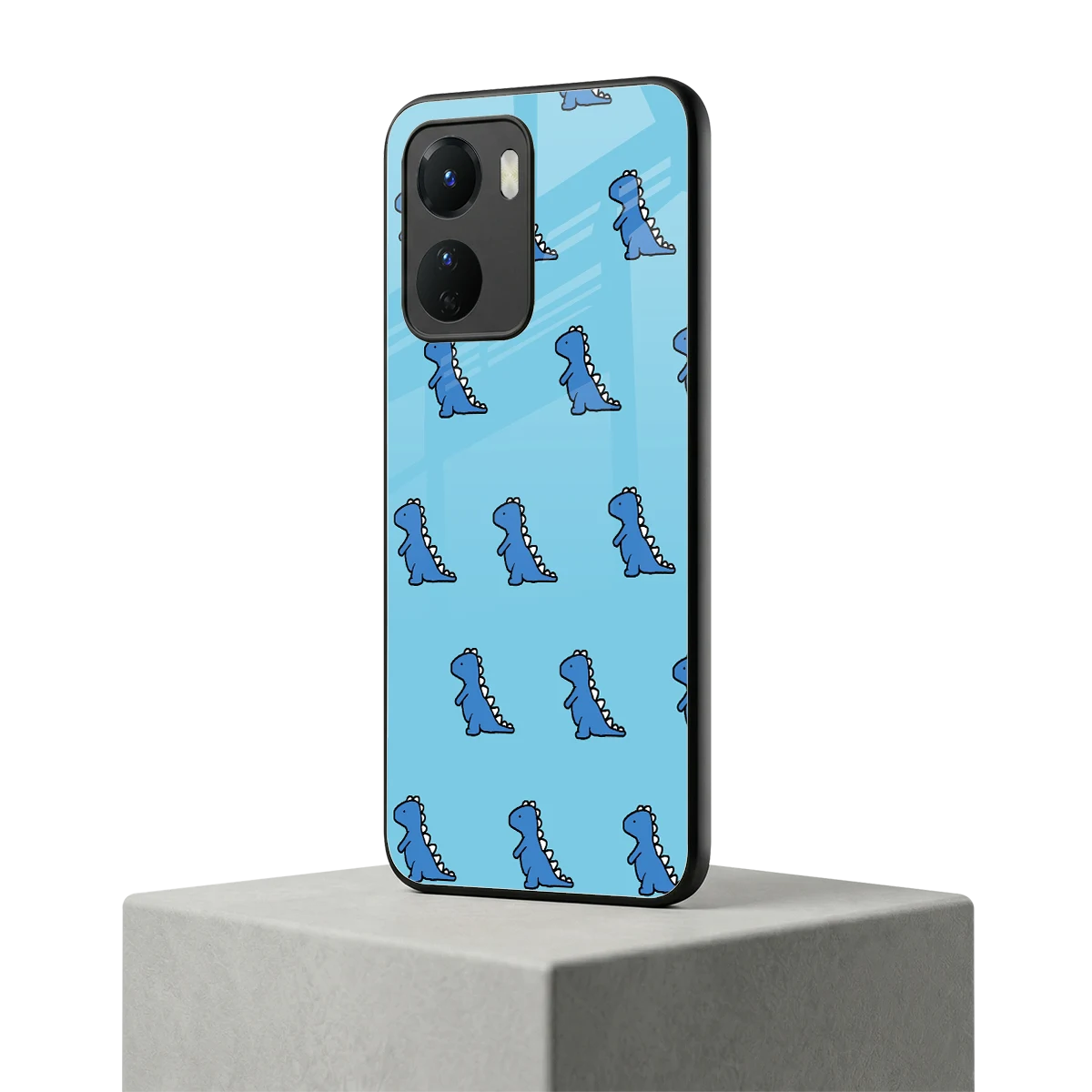 Dino Blue vivo y16 mobile cover | shockproof glass phone case