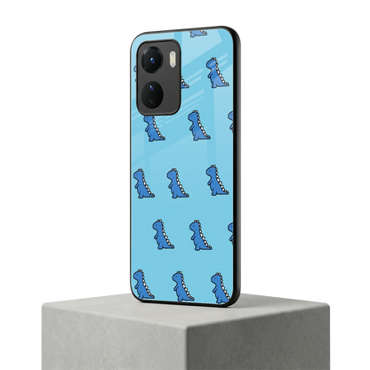 Dino Blue vivo y16 mobile cover | shockproof glass phone case