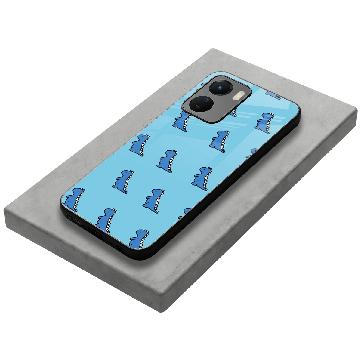 Dino Blue stylish phone case for vivo y16 | glossy glass and slim fit
