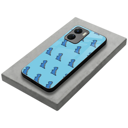 Dino Blue stylish phone case for vivo y16 | glossy glass and slim fit