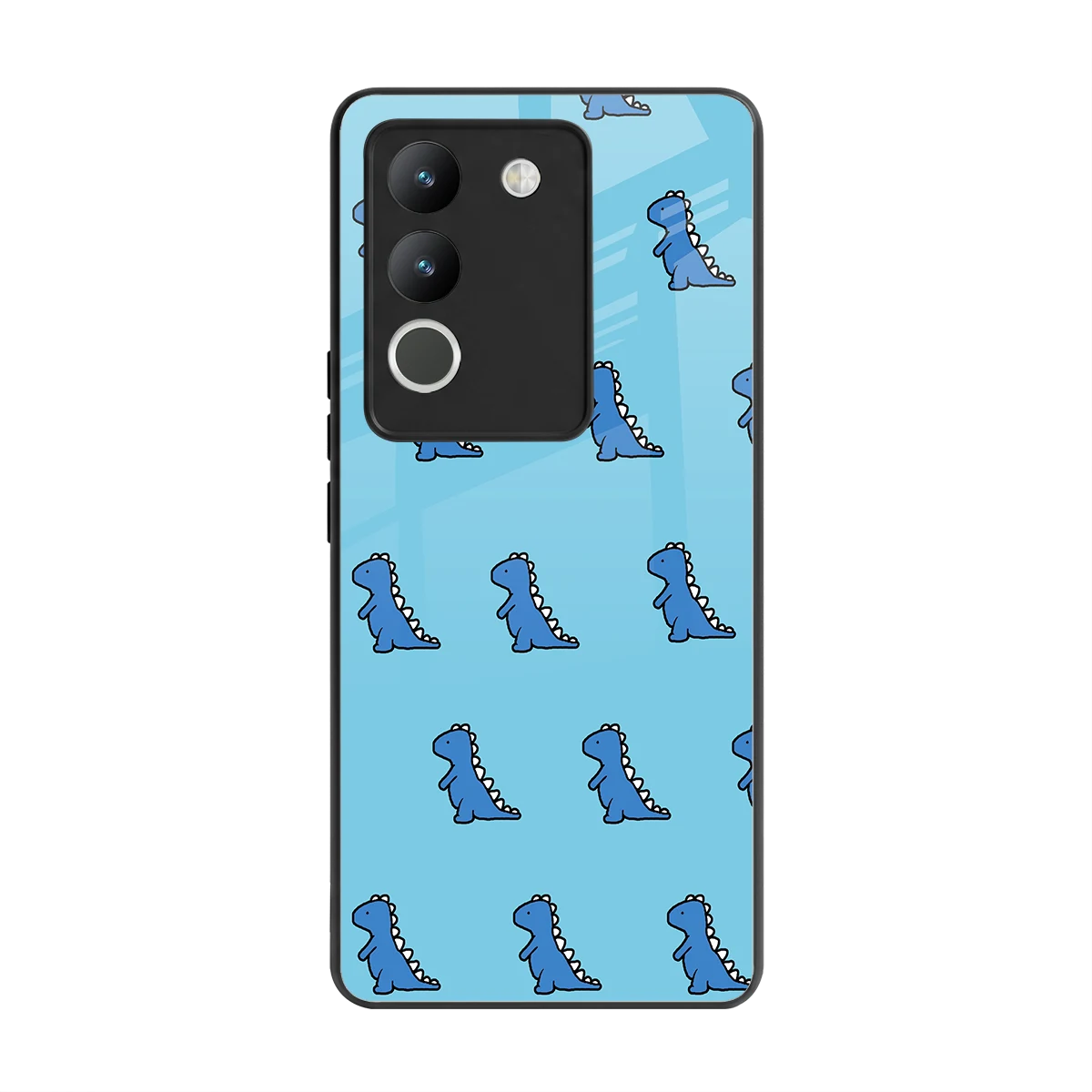 Dino Blue back phone cover | glass case for vivo y200 5g