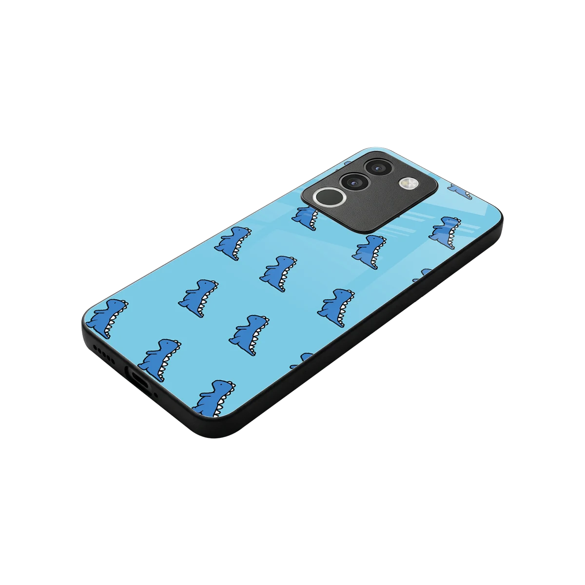 Dino Blue stylish phone case for vivo y200 5g | glossy glass and slim fit