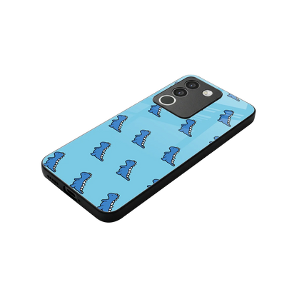 Dino Blue stylish phone case for vivo y200 5g | glossy glass and slim fit