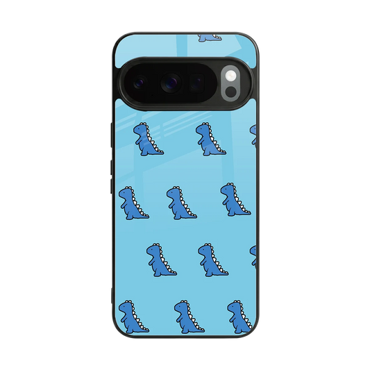 Dino Blue back phone cover | glass case for google pixel 10 pro