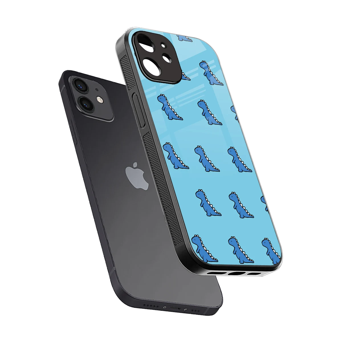 Dino Blue sleek iphone 11 cover with tempered glass back and TPU edges