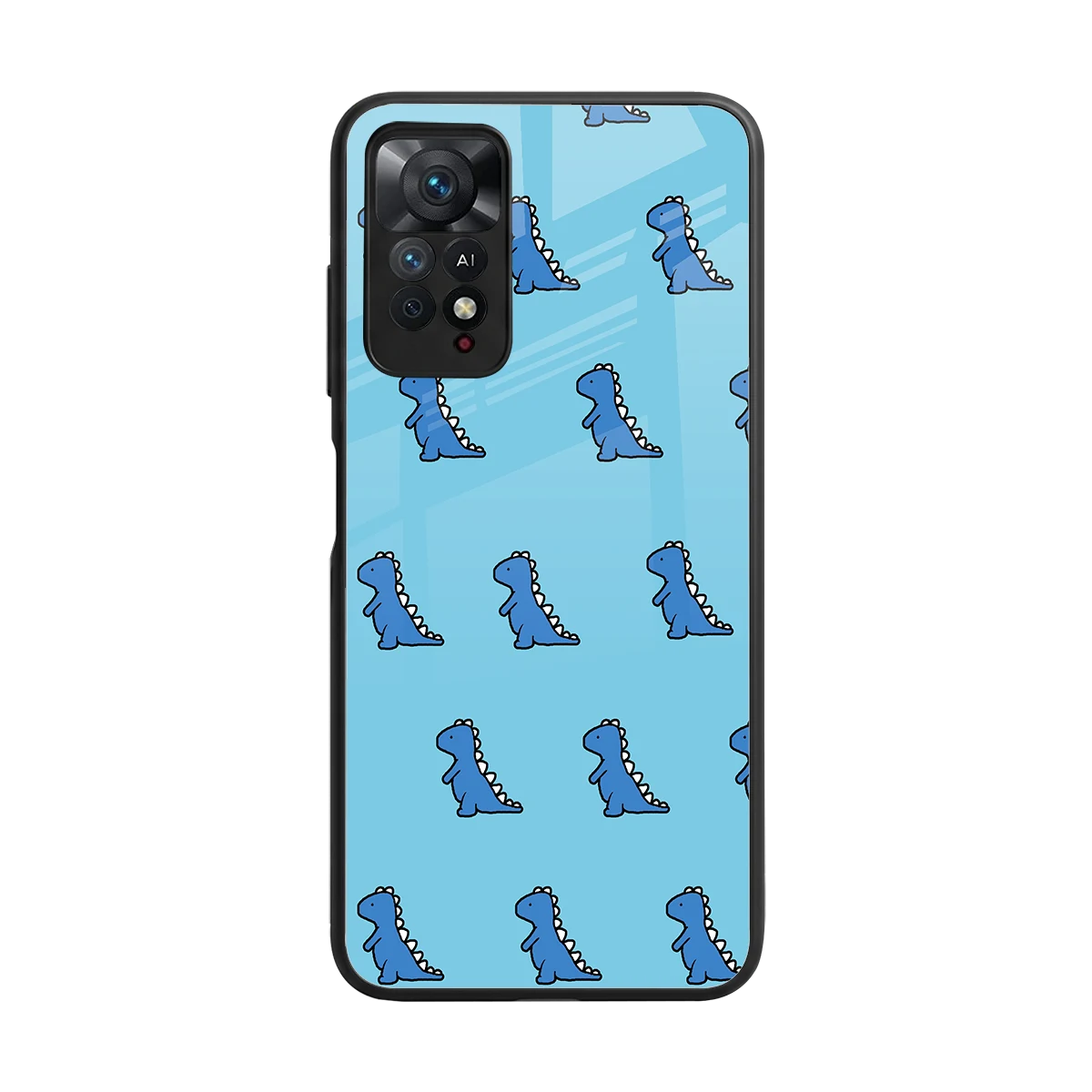 Dino Blue back phone cover | glass case for redmi note 11 pro