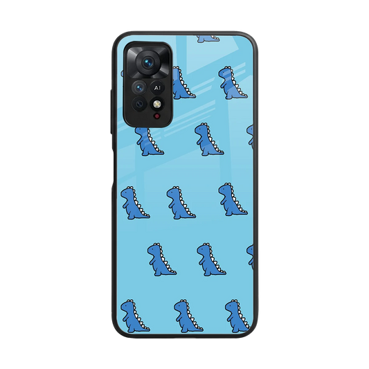Dino Blue back phone cover | glass case for redmi note 11 pro