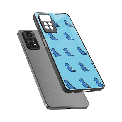 Dino Blue sleek redmi note 11 pro cover with tempered glass back and TPU edges