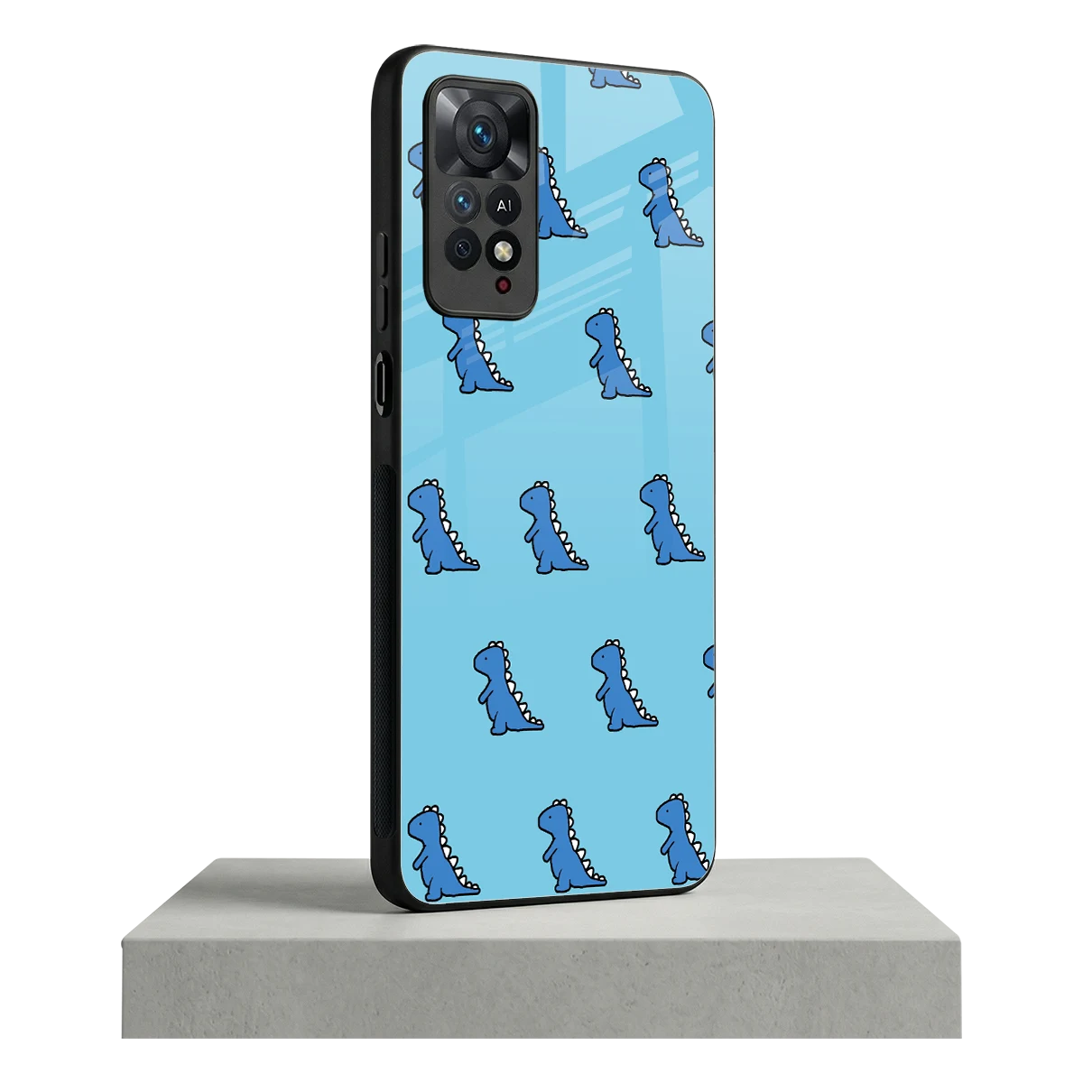 Dino Blue redmi note 11 pro mobile cover | shockproof glass phone case