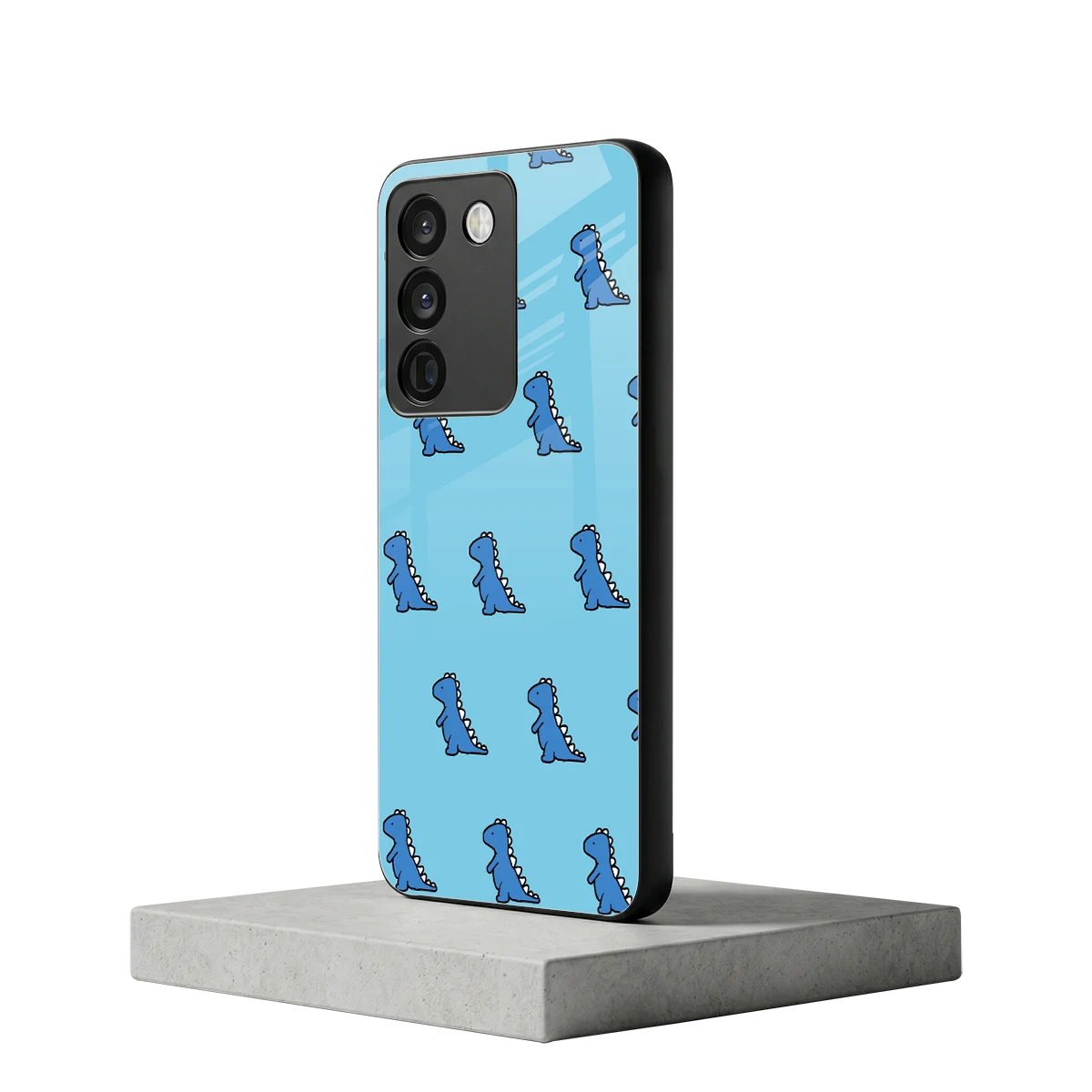Dino Blue vivo y200 5g mobile cover | shockproof glass phone case