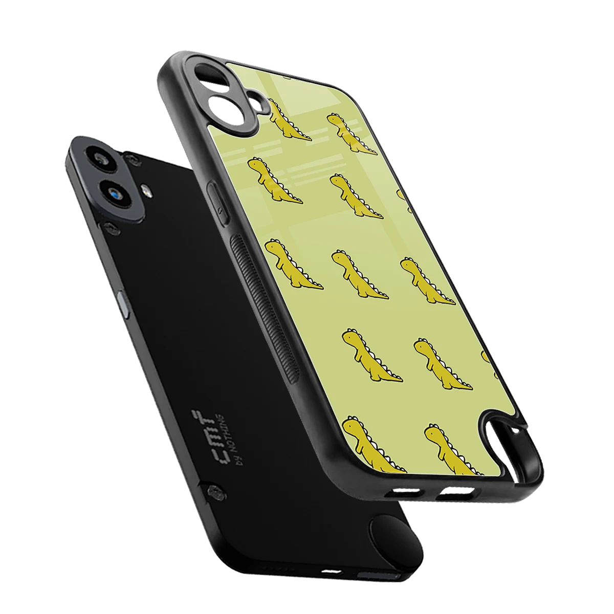 Dino Golden sleek cmf nothing phone 1 cover with tempered glass back and TPU edges