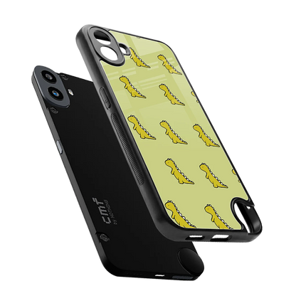 Dino Golden sleek cmf nothing phone 1 cover with tempered glass back and TPU edges