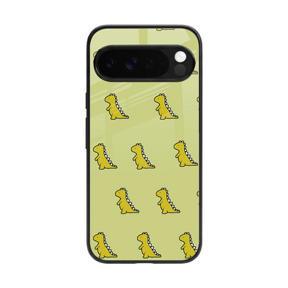 Dino Golden back phone cover | glass case for google pixel 10 pro xl