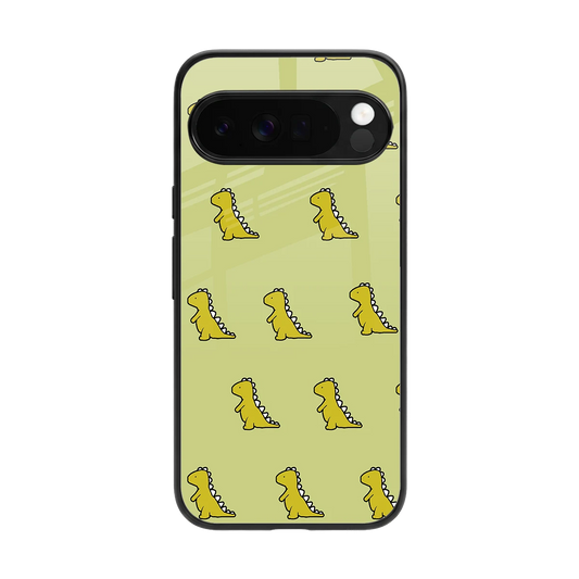 Dino Golden back phone cover | glass case for google pixel 10 pro xl