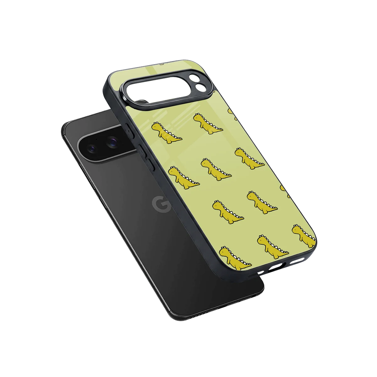 Dino Golden sleek google pixel 10 pro xl cover with tempered glass back and TPU edges