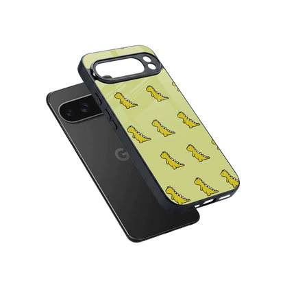 Dino Golden sleek google pixel 10 pro xl cover with tempered glass back and TPU edges