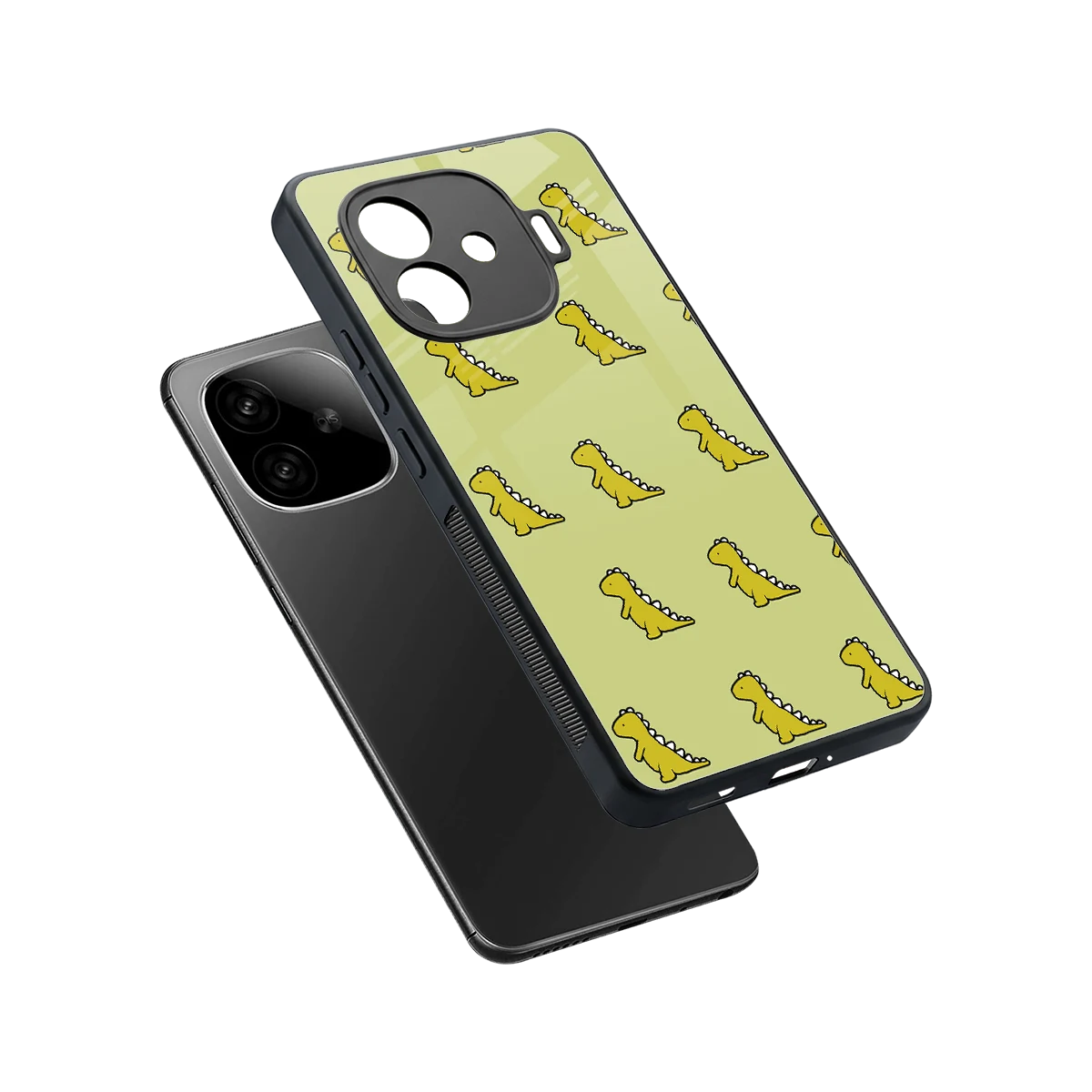 Dino Golden sleek iqoo neo 10r 5g cover with tempered glass back and TPU edges