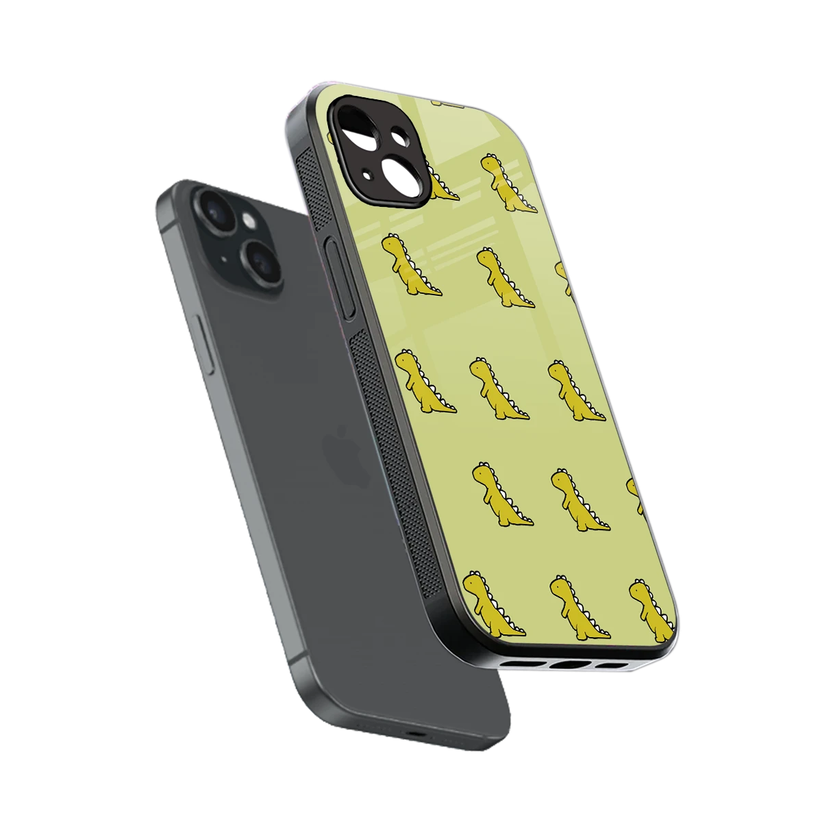 Dino Golden sleek iphone 15 plus cover with tempered glass back and TPU edges