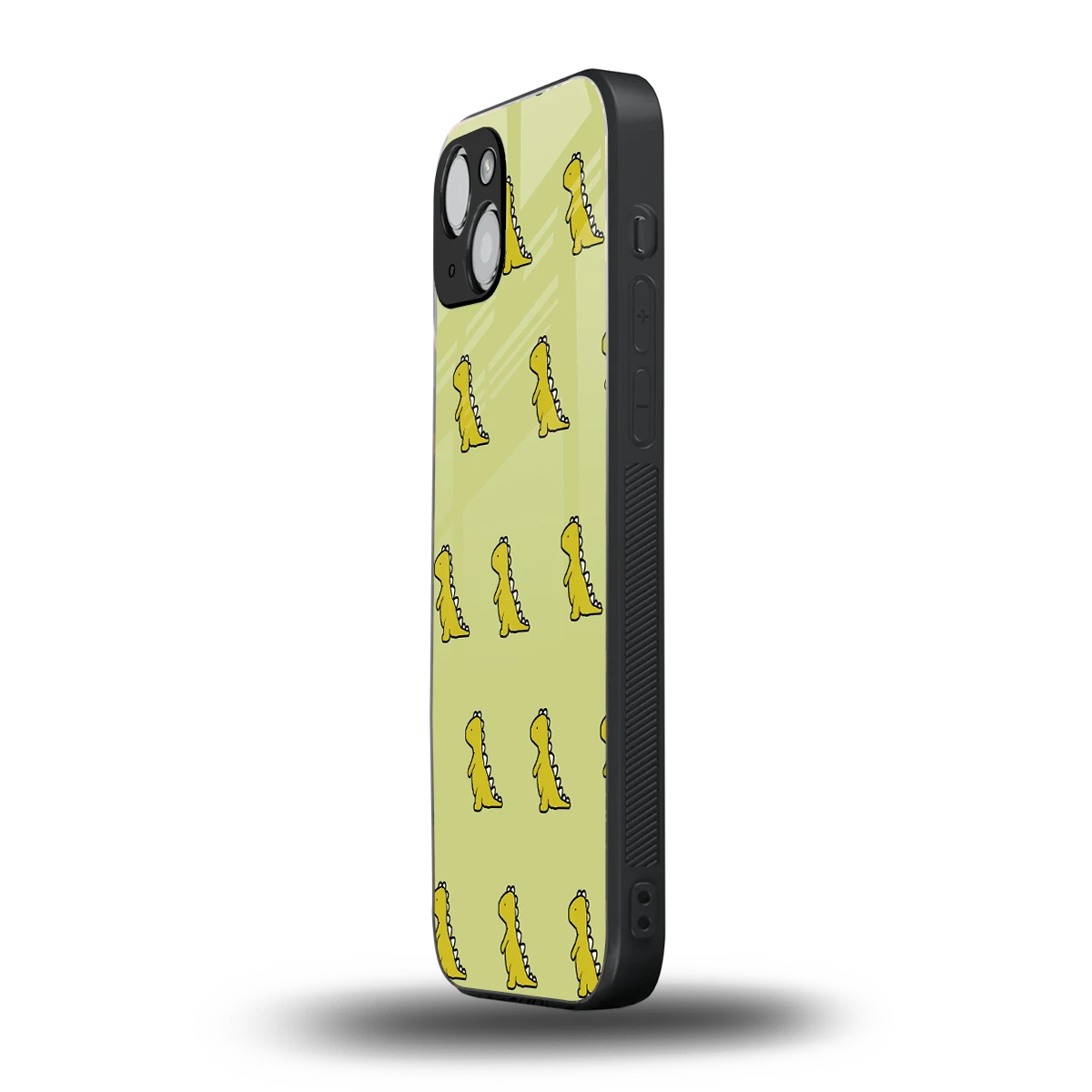 Dino Golden iphone 15 plus mobile cover | shockproof glass phone case