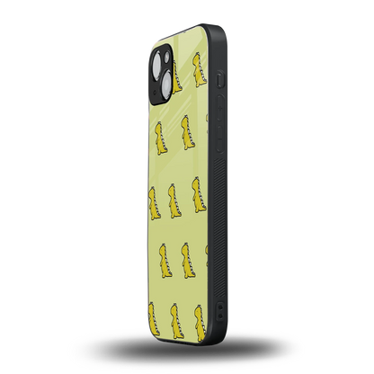 Dino Golden iphone 15 plus mobile cover | shockproof glass phone case