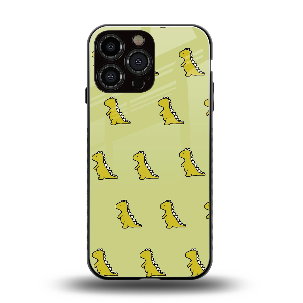 Dino Golden back phone cover | glass case for iphone 15 pro max