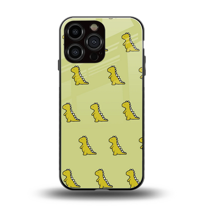 Dino Golden back phone cover | glass case for iphone 15 pro max