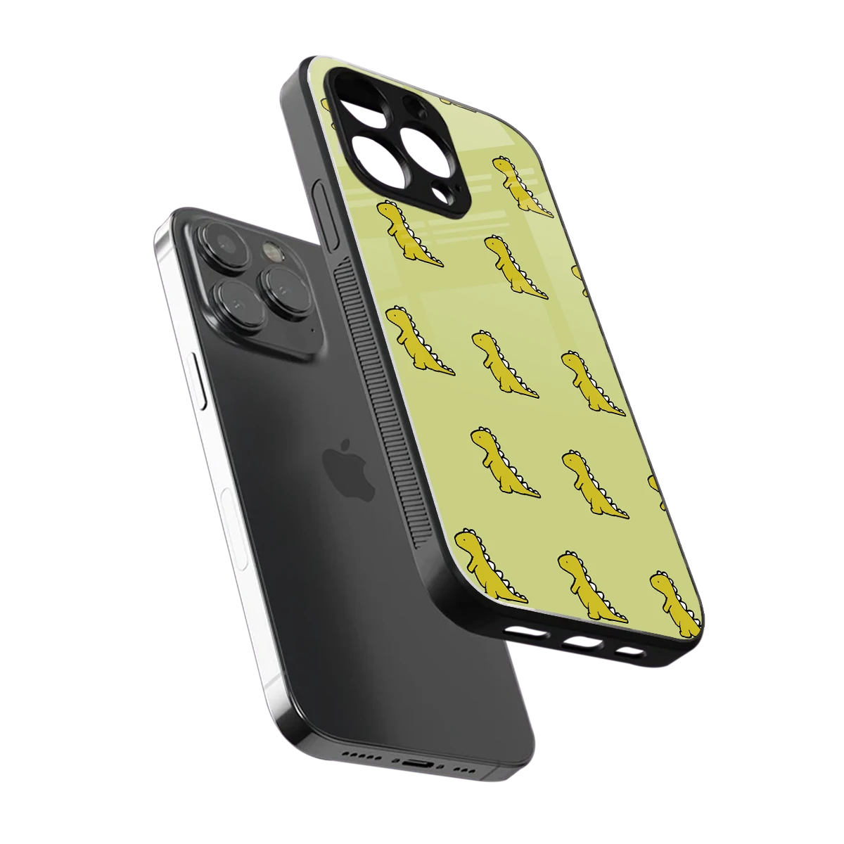Dino Golden sleek iphone 15 pro max cover with tempered glass back and TPU edges
