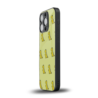 Dino Golden iphone 15 pro mobile cover | shockproof glass phone case