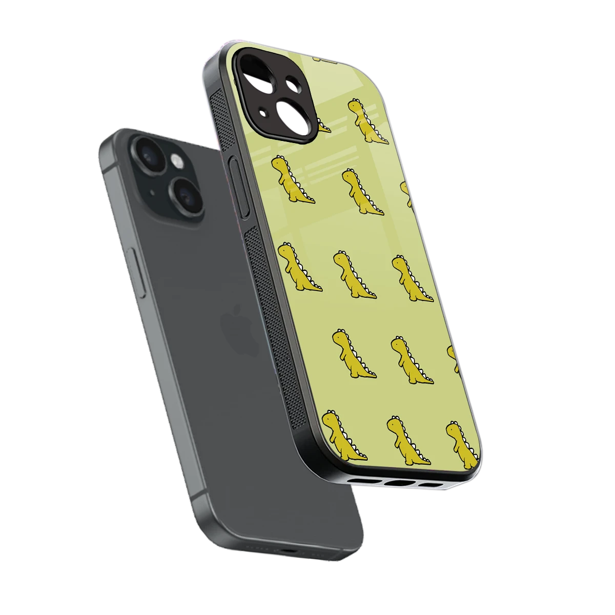 Dino Golden sleek iphone 15 cover with tempered glass back and TPU edges