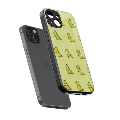 Dino Golden sleek iphone 15 cover with tempered glass back and TPU edges