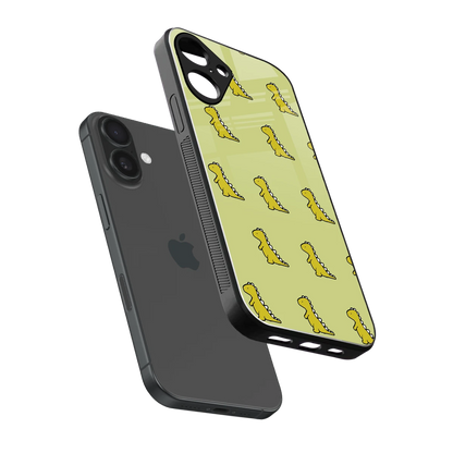 Dino Golden sleek iphone 16 plus cover with tempered glass back and TPU edges