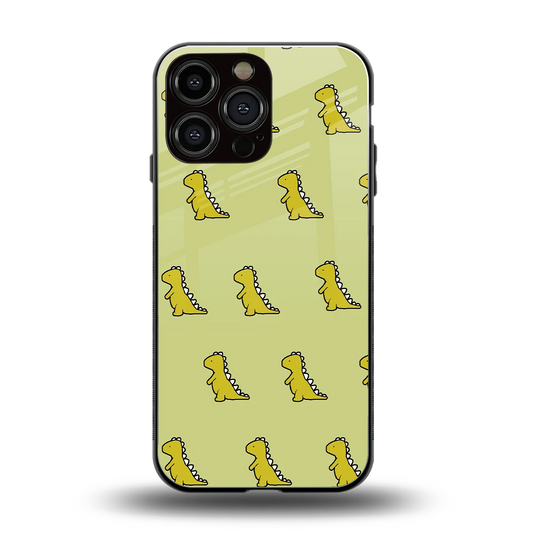 Dino Golden back phone cover | glass case for iphone 16 pro max