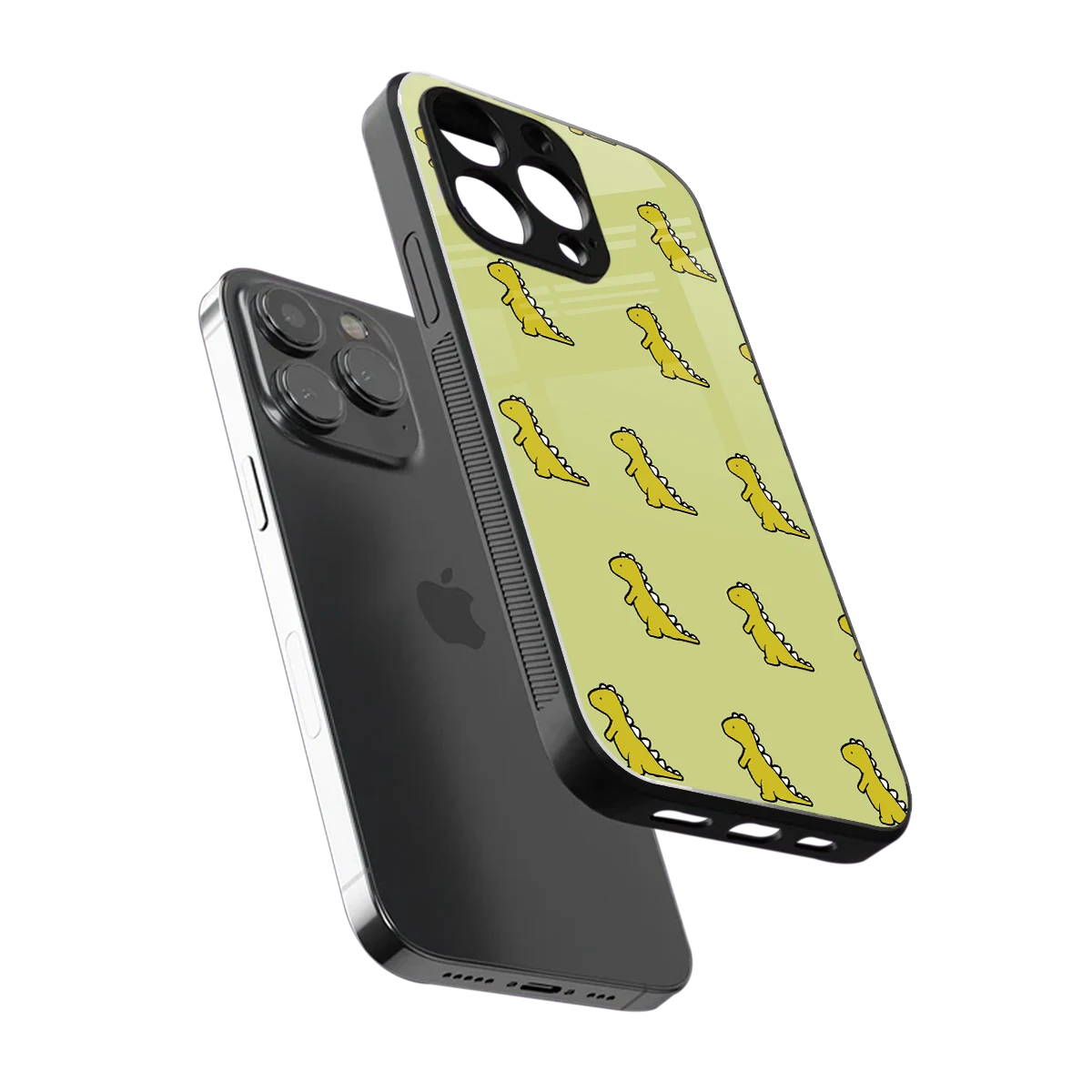 Dino Golden sleek iphone 16 pro max cover with tempered glass back and TPU edges