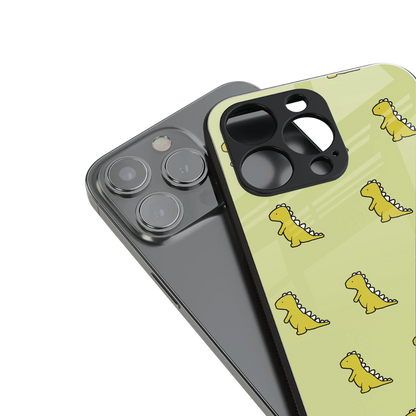 Dino Golden stylish phone case for iphone 15 plus | glossy glass and slim fit
