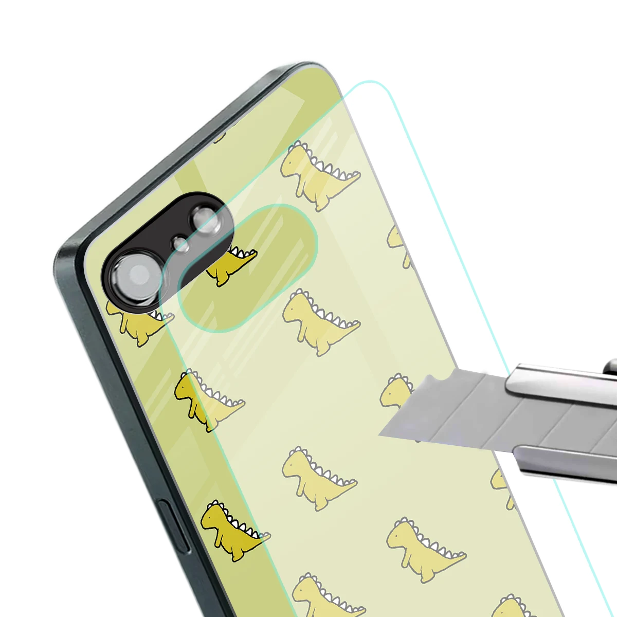 Dino Golden stylish phone case for iphone 17e | glossy glass and slim fit