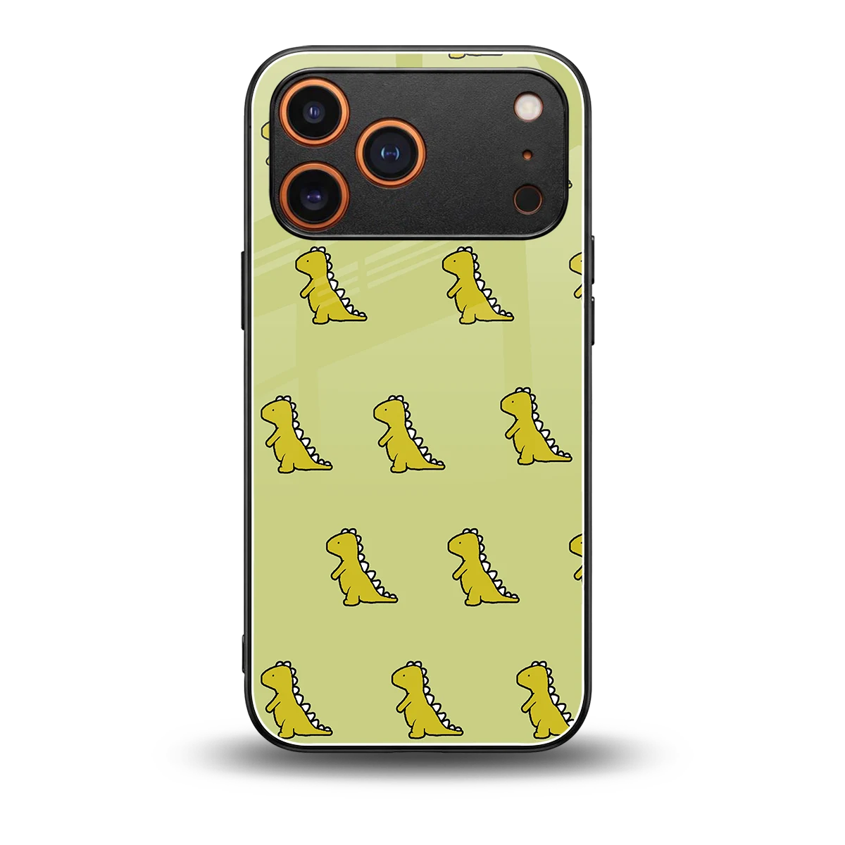 Dino Golden back phone cover | glass case for iphone 17 pro