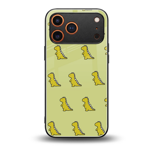 Dino Golden back phone cover | glass case for iphone 17 pro max