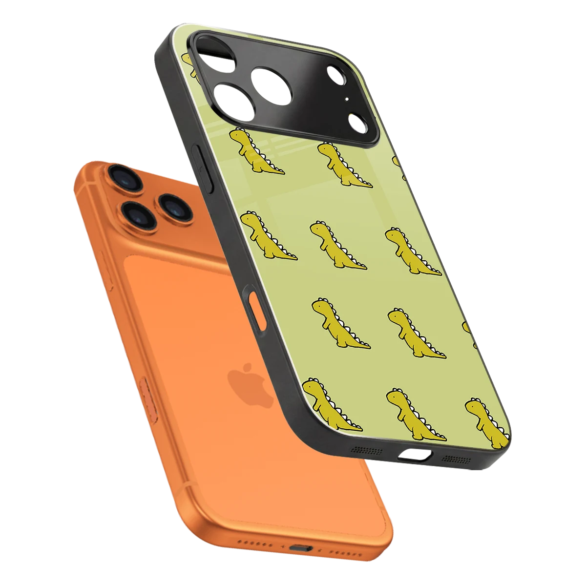 Dino Golden sleek iphone 17 pro cover with tempered glass back and TPU edges