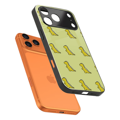 Dino Golden sleek iphone 17 pro cover with tempered glass back and TPU edges